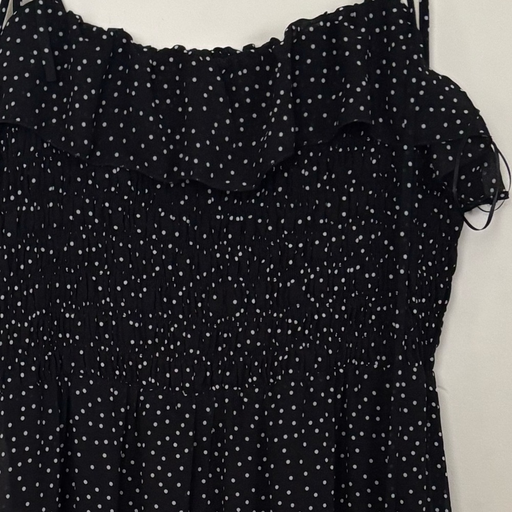 And Now This Smocked Black and White Polka Dot Tiered Spaghetti Strap Maxi Dress - Picture 3 of 4